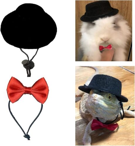 Lizard Bearded Dragons Stretchy Pink White Plaid Bowtie with Elastic Lace Decor Handmade Bowknot Collar Bandanas Costume Reptile Apparel Photo Gift Lizard Clothes Accessories for Bearded Dragon