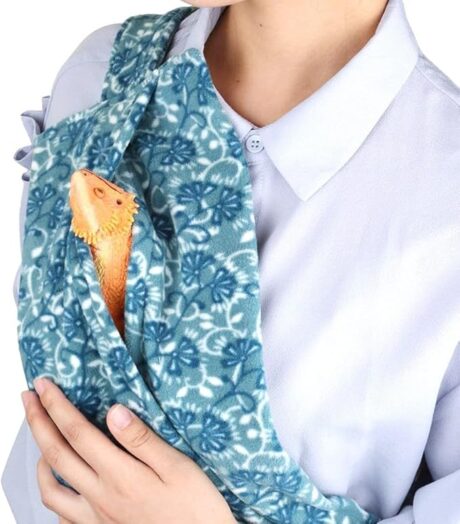 Bearded Dragon Sling Carrier, Breathable Lizard Sling Bag Adjustable Reptile Carrier Bag for Bearded Dragon Guinea Pig Hamster Gecko Ferret