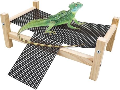 Dnoifne Reptile Hammock Swing Hanging Bed, Wooden Lizard Bed, Reptile Summer Bed for Bearded Dragon Leopard Gecko Lizard Visit the Dnoifne Store