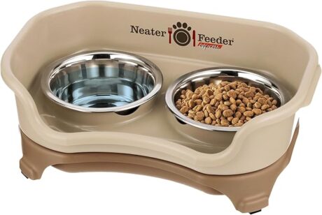 Neater Feeder - Express Model - Mess-Proof Cat & Dog Bowls – Made in USA – Elevated, No Spill, Non-Tip, Raised Stainless Steel Food & Water Bowls