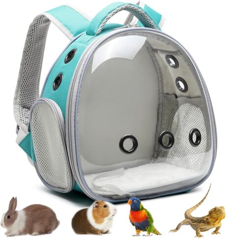 Portable Travel pet Backpack Carrier Hamster Bag Guinea Pig Bird Small Dog cat Backpack Turtle Carrier Rabbit Cage Rabbit Guinea Pig Squirrel Bearded Dragon Breathable Hangbag(Green)