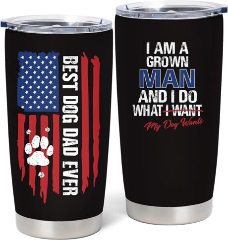 Dog Dad Gifts for Men, Christmas Gifts for Dog Dad, Best Dog Dad Ever Gifts, Gifts for Dad from Dog, Funny Dog Dad Gifts, Cool Gifts for Dog Lovers, Unique Dog Themed Gifts 20 oz Tumbler