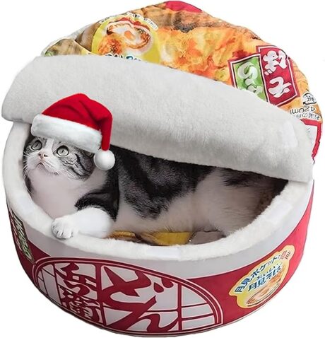 Ramen Noodle Dog & Cat Bed,Keep Warm and Super Soft Creative Pet Nest for Indoor Cats,Removable Washable Cushion for Small Medium Large Dogs and Cats