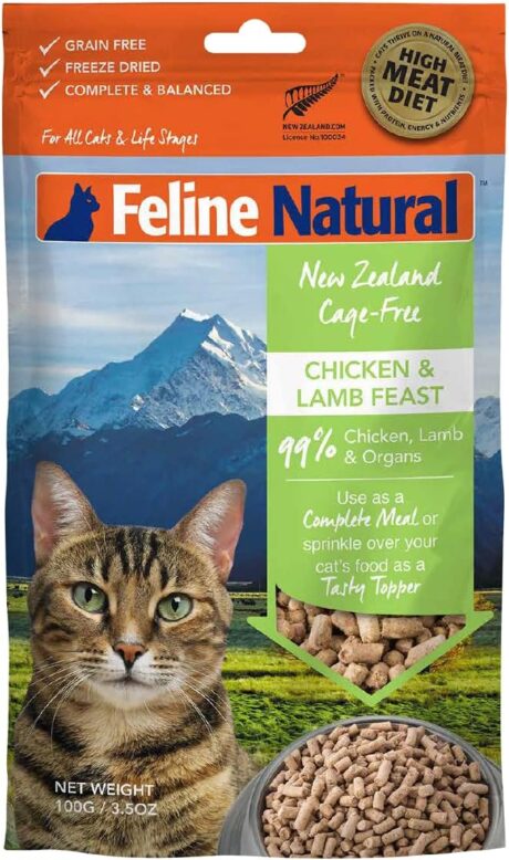 Feline Natural - Grain-Free Freeze Dried Cat Food - Chicken & Lamb, 3.5oz