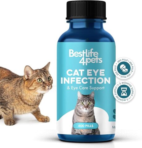 Cat Eye Infection & Eye Care Support - Holistic Vision Support for Cats & Kittens, Soothes Eye Infections, Conjunctivitis, Swelling, and Eye Discharge - Easy to Use - 400 Odorless, Tasteless Pills