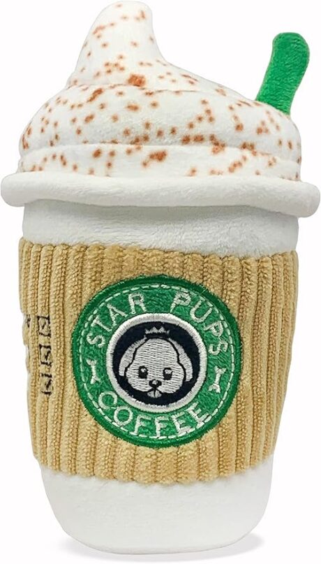 arody Star Pups Coffee Dog Toy Pup'kin Spice Latte - Fall Funny Parody Plush Squeaky Holiday Toys for Medium, Small and Large - Cute Gifts for Dog Birthday - Cool Stuffed For All Breed Sizes