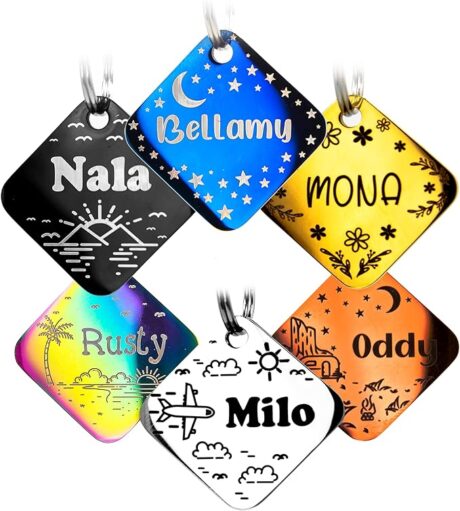 Personalized Dog Tag with 5 Lines of Custom Deep Engraved Durable Stainless Steel Pet ID Name Tag Designer Small Size Diamond