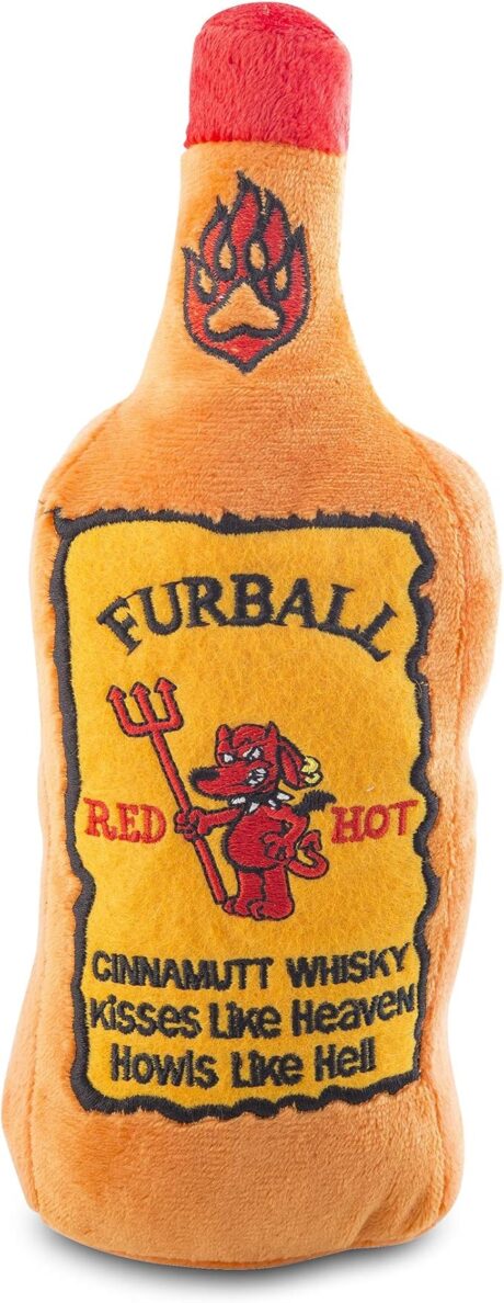 Haute Diggity Dog Furball Cinnamutt Whiskey, Plush Designer Dog Toys with Interactive Squeaker, Stimulating Pet Enrichment, Machine-Washable & Safe Materials for All Breeds, One Size