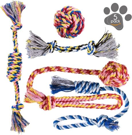 Dog Chew Toys - Puppy Teething Toys- Puppy Chew Toys - Rope Dog Toy - Puppy Toys - Small - Dog Toy Pack - Tug Toy - Dog Toy Set - Washable Cotton Rope for Dogs