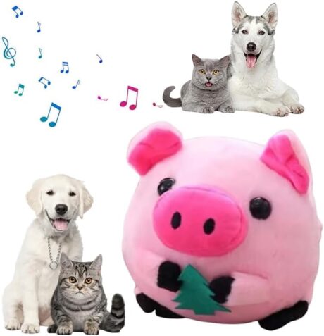 Active Moving Pet Plush Toy, 2024 New Squeaky Moving Dog Ball Toy Interactive Dog Puppy Toys Washable Cartoon Pig Plush Sound Electronic Dog Toy Shake Bounce Boredom Talking Toys (Pink, Pig)