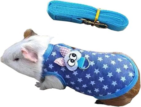 Small Animals Harness Warm Hamster Clothes Blue Guinea Pig Harness and Leash Set Small Pets Outfits for Mouse Rats Hedgehog Squirrel and Small Breeds,S
