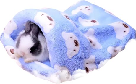 FLAdorepet Guinea Pig Hideout Bed Rabbit Hamster House Cave Cozy Nest for Squirrel Chinchilla Ferret Sugar Glider Small Animal Supplier Cage Accessories (M, Blue)