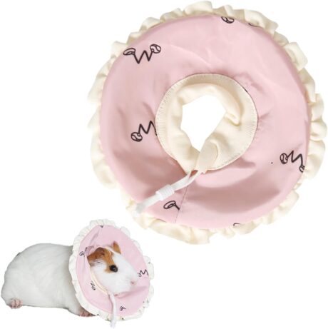 Hamster Recovery Collar Protection Cone After Surgery, Small Animals Adjustable Protection Collar for Rat Bird Rabbit Guinea Pig, Anti-Lick Anti-bite Pet Elizabeth Collar (Printed Pink, S)