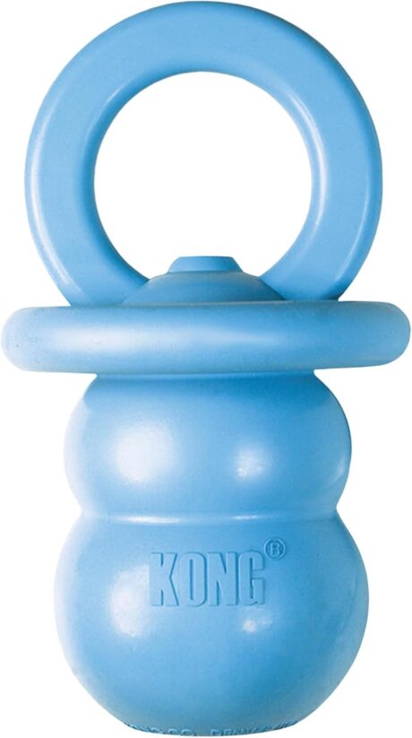 KONG Puppy Binkie - Pacifier Dog Toy for Puppies - Stuffable Chew Toy for Puppy Playtime - Durable Natural Rubber Dog Treat Toy for Teething Puppy - for Small Puppies - Blue