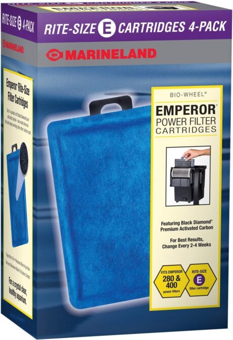 Marineland Emperor Power Filter Cartridge Rite-Size E, 4 Count, Replacement Cartridge For Aquarium Filtration, E - Purple, 4 Count (Pack of 1)