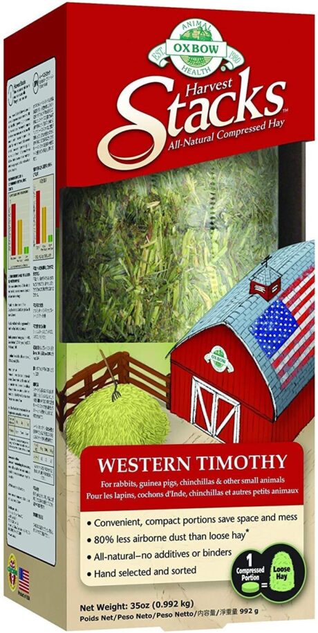 Oxbow Animal Health Harvest Hay Stacks - Western Timothy Hay - All Natural Hay for Rabbits, Guinea Pigs, Chinchillas, Hamsters & Gerbils - 35 oz.
