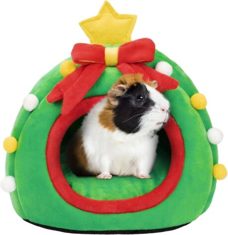 YUEPET Guinea Pig Beds Small Animal Hideout Warm House Washable Cage Accessories for Hamster Squirre Hedgehog Sugar Glider Rat Chinchilla(Green) …
