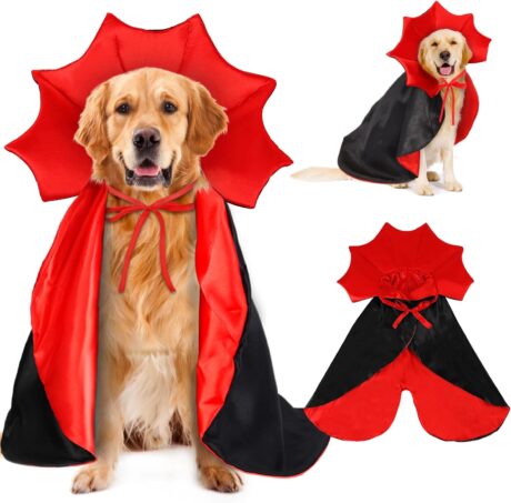 Halloween Dog Vampire Costume, Halloween Large Pet Cloak Devil Costume Adjustable Red Black Classic Pet Cape Cosplay Apparel Party Costume Pet Supplies Accessories for Medium Large Dogs