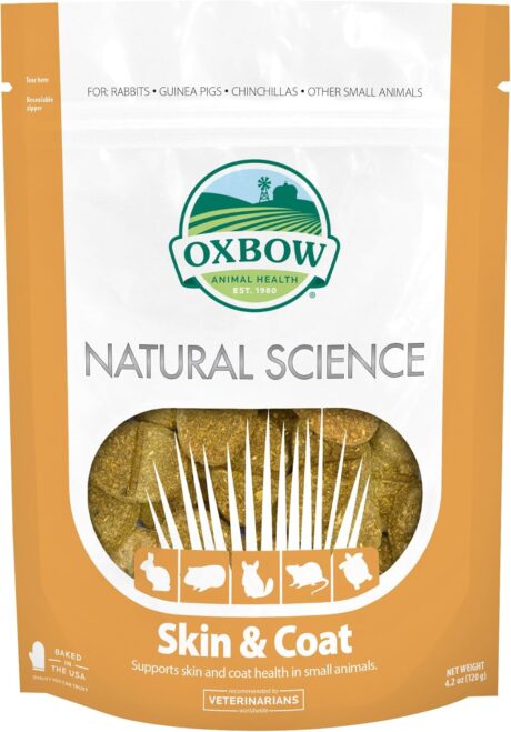Oxbow Natural Science Skin & Coat Supplement - High Fiber, Palm Oil, Omega 3 and 6 Fatty Acids for Small Animals, 4.2 oz.