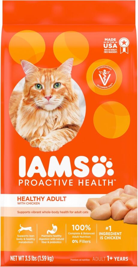 IAMS Proactive Health Healthy Adult Dry Cat Food with Chicken, 3.5 lb. Bag