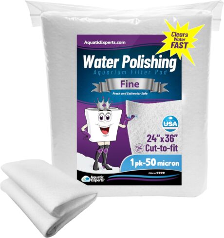 Aquatic Experts Aquarium Polishing Filter Pad, Aquarium Filter Pad, Aquarium Filter Floss for Fish Tank Filters, Water Polishing Pad for Aquarium Filters, (50 Micron, 24" x 36" - 1 Pack)