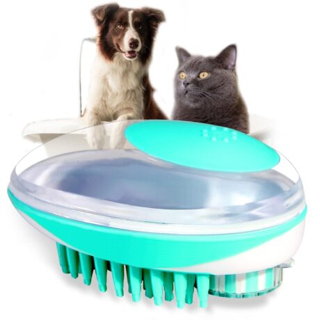 2-in-1 Bathing Massage and Grooming Brush: Effortless hair removal tool for cats and dogs - Pet cleaning and beautifying supplies (New Green), 4.5*3*2.36 in