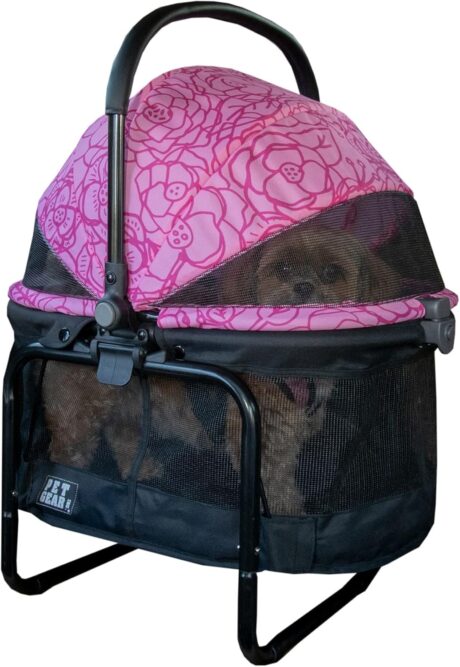 Pet Gear No-Zip View 360 Pet Carrier & Car Seat with Booster Seat Frame for Small Dogs & Cats, Mesh Ventilation, Push Button Entry, No Tools Required, 4 Colors