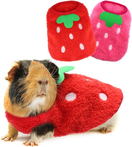 HYLYUN Guinea Pig Clothes 2 Packs - Small Animal Rabbit Warm Vest Cozy T-Shirt for Ferret Bunny Kitten Chihuahua and Other Animals