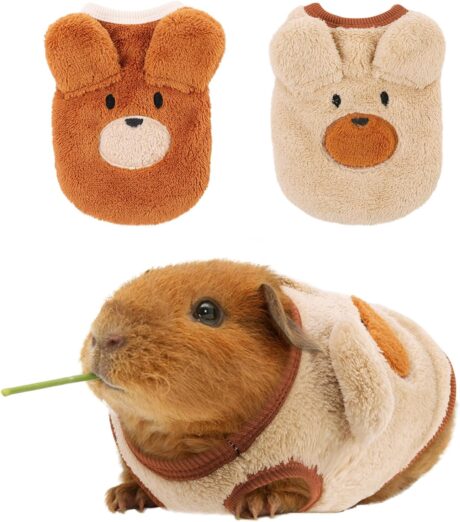 2 Pack Guinea Pig Clothes Rabbit Warm Vest Chihuahua Sweater Flannel Fleece Pet Costume T-Shirt for Small Animal Kitten Ferret Chihuahua Puppy