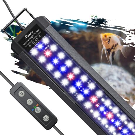 Pawfly 11W Aquarium LED Light for 12 to 18 Inch Extendable Fish Tank Light with Full Spectrum Brilliant White Blue Red Lights with Daytime & Night Modes Timer Auto On/Off Adjustable Brightness