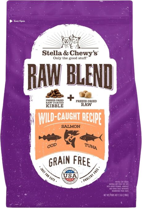 Stella & Chewy's Raw Blend Premium Kibble Cat Food – Grain Free, Protein Rich Meals – Wild-Caught Fish Recipe – 2.5 lb. Bag