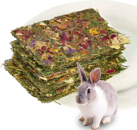 Rabbit Chew Toys, Chinchilla Treats for Dental Health, Natural Timothy Hay Chips Chew Treats,Small Animals Snacks for Rabbits, Hamsters, Bunny, Guinea Pig, Chinchillas (Timothy Hay*5)