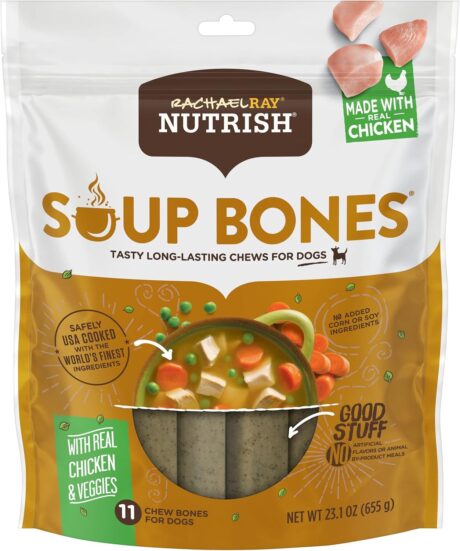 Rachael Ray Nutrish Soup Bones Dog Treats, Chicken & Veggies Flavor, 11 Count (Pack of 1)