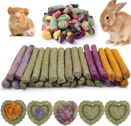 Rabbit Toys for Bunnies Rabbit Chew Toys for Teeth Bunny Toys for Rabbits Guinea Pig Toys Chew Treats Toys,Timothy Hay Sticks for Chinchillas Hamsters Rabbit Guinea Pig Rats and Animals Teeth Care