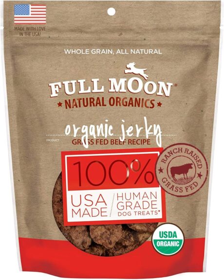 Full Moon Natural Organics Grass Fed Beef Jerky Healthy All Natural Dog Treats Human Grade 14 oz