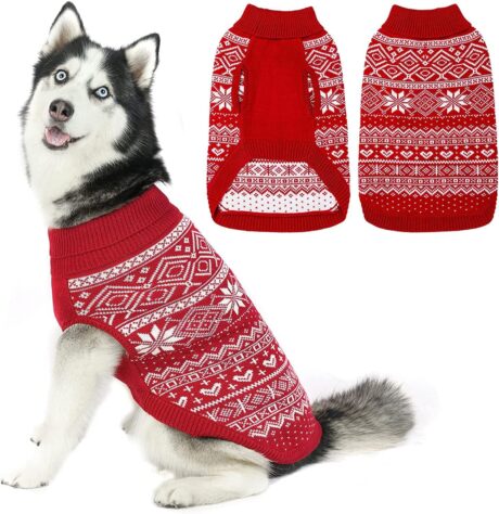 HOMIMP Dog Sweater Argyle - Warm Sweater Winter Clothes Puppy Soft Coat, Ugly Dog Sweater for Small Medium and Large Dogs, Pet Clothing Boy Girl