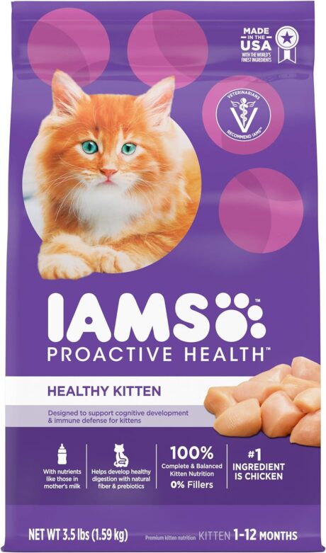 IAMS PROACTIVE HEALTH Healthy Kitten Dry Cat Food with Chicken Cat Kibble, 3.5 lb. Bag
