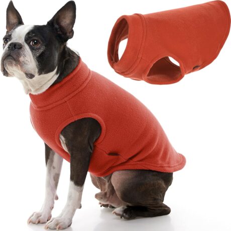 Gooby Stretch Fleece Vest Dog Sweater - Warm Pullover Fleece Dog Jacket - Winter Dog Clothes for Small Dogs, Large Dogs, Boy or Girl - Soft, Super Stretchy Fleece Vest Dog Sweater - Pumpkin, Large