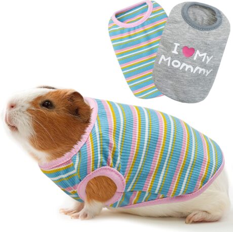Guinea Pig Clothes - 2 Pack Cute Small Animal Vest Clothes for Rat Rabbit Chinchila Ferret Kitten Chihuahua MiniDogs - Soft Breathable T-Shirt Pet Costume